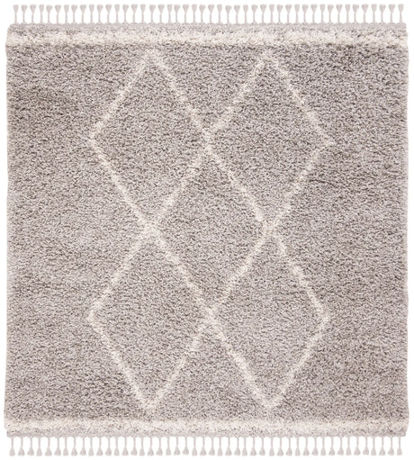 Safavieh Pro Lux Shag 400 6'-7" x 6'-7" Rug in Grey / Cream