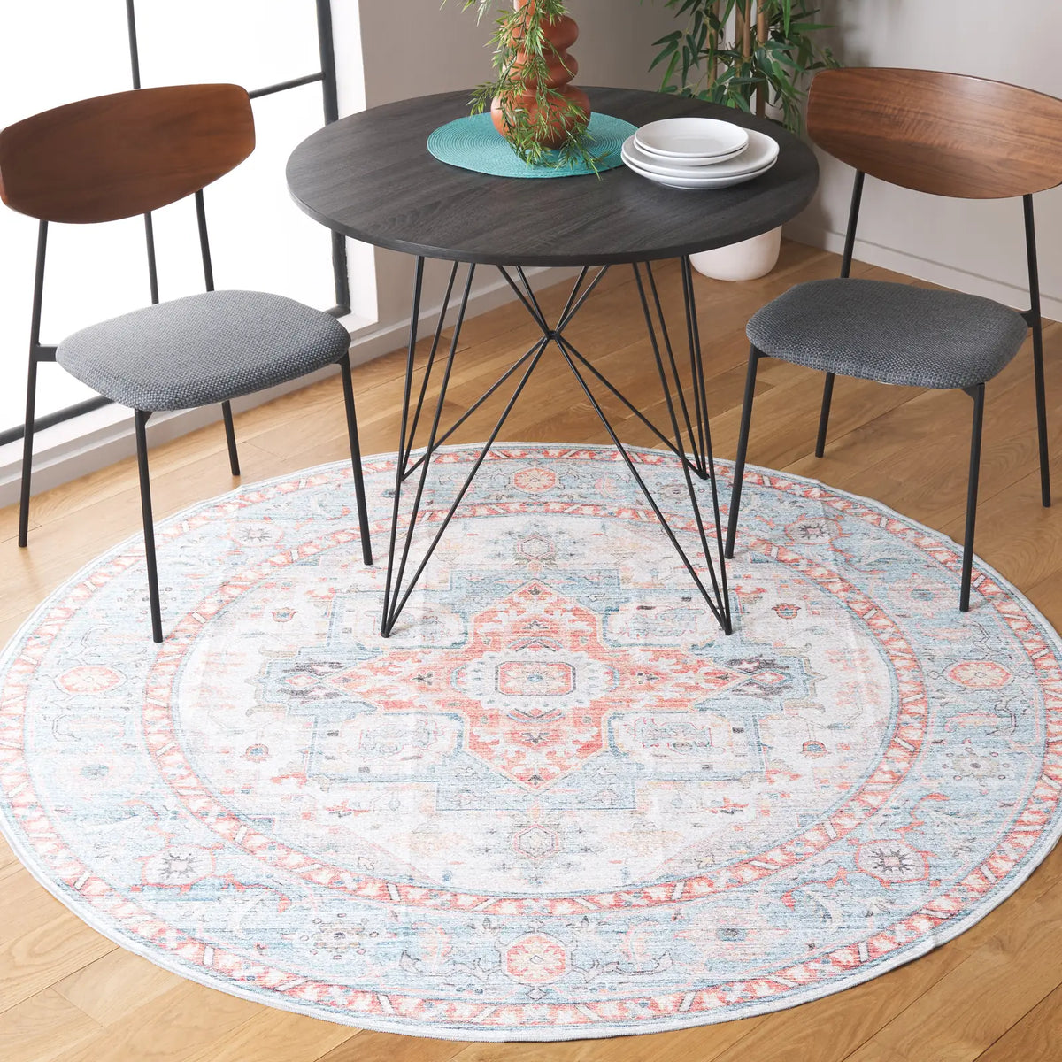 Safavieh Arizona 6'-0" x 6'-0" Rug in Turquoise / Rust