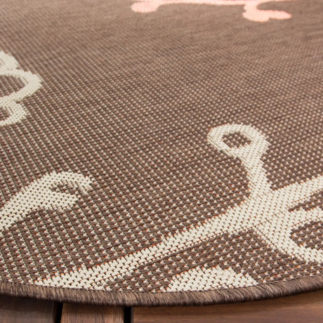 Safavieh Courtyard 5'-3" x 5'-3" Rug in Brown Natural / Terracotta