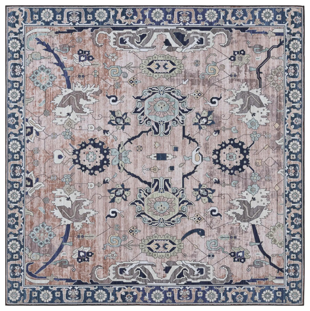 Safavieh Tucson 6'-0" x 6'-0" Rug in Light Blue / Navy