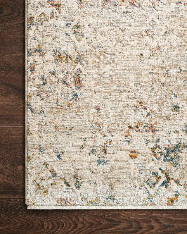 Loloi Theia The-04 Multi/Natural Rug - corner on wood