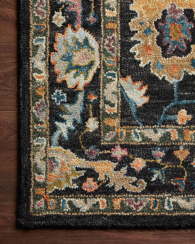 Loloi Padma Pma-01 Black/Multi Rugs - corner on wood