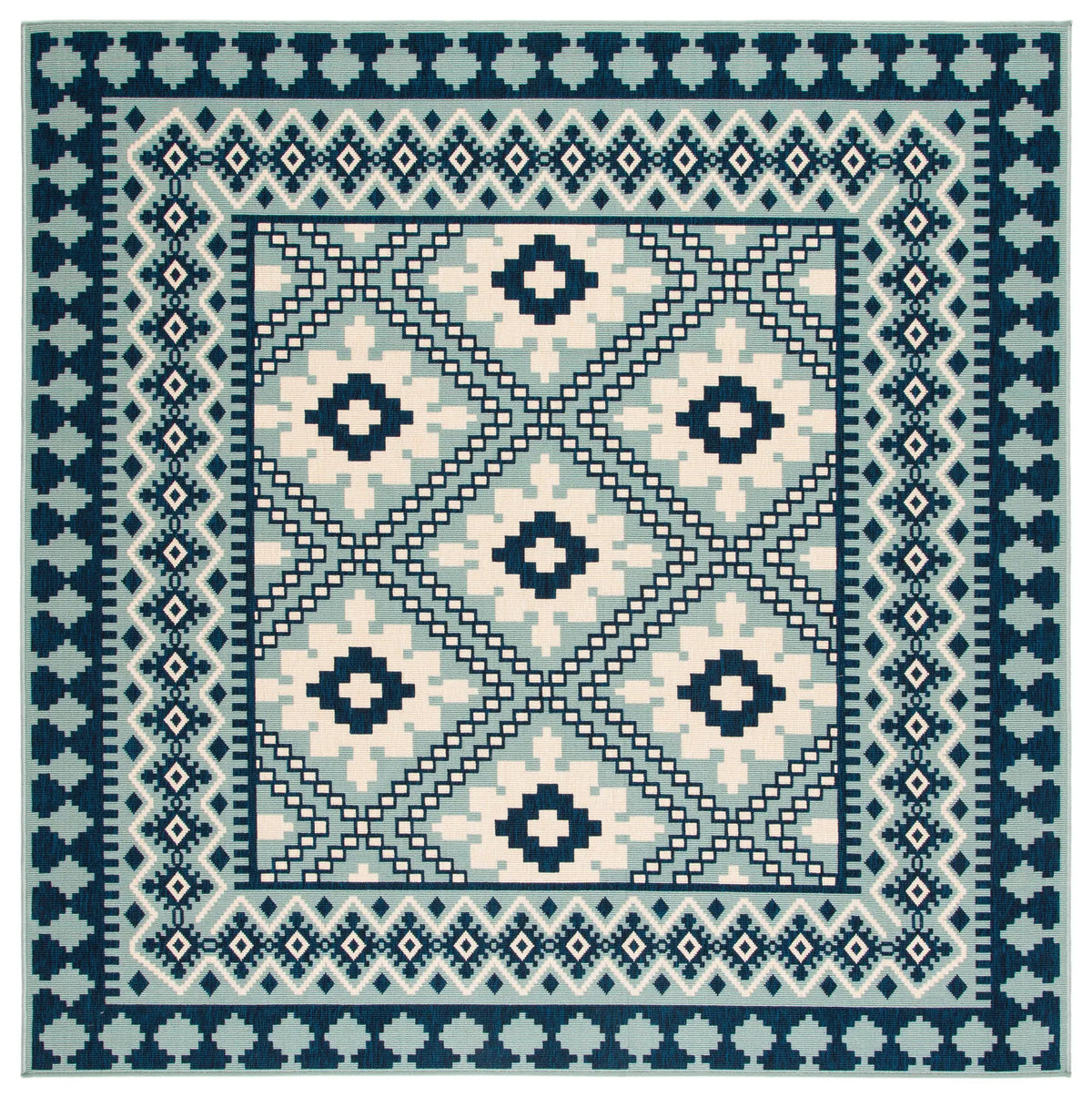 Safavieh Veranda 6'-7" x 6'-7" Rug in Ivory / Blue