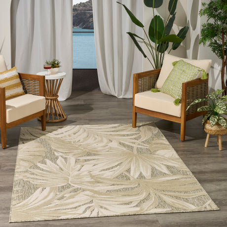 Nourison Aloha ALH43 Machine Made Ivory, Sage Rug