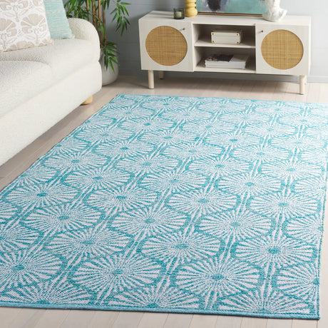 Safavieh Montauk 5'-0" x 8'-0" Rug in Aqua / Ivory