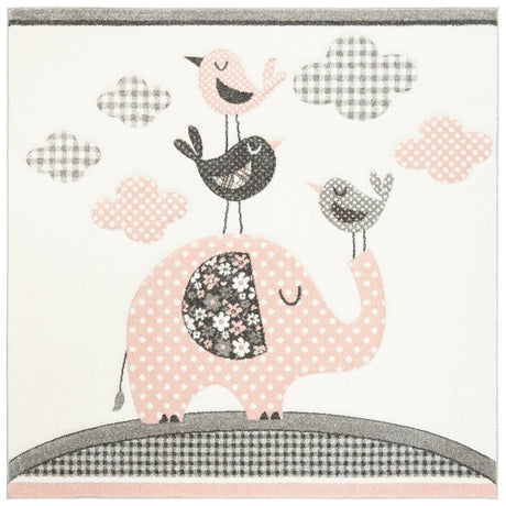 Safavieh Carousel Kids 100 5'-3" x 5'-3" Rug in Pink / Ivory