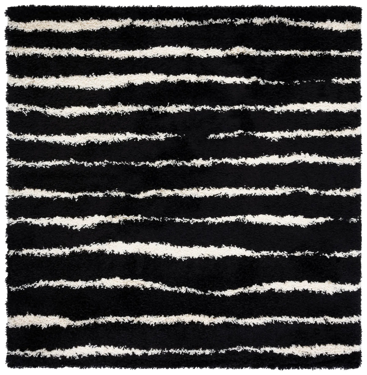 Safavieh Venus Shag 600 6'-7" x 6'-7" Rug in Black / Ivory