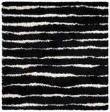 Safavieh Venus Shag 600 6'-7" x 6'-7" Rug in Black / Ivory