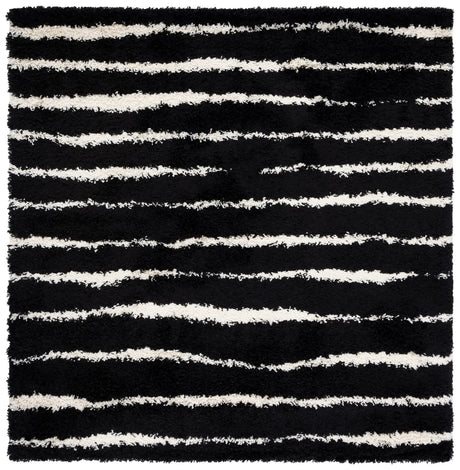 Safavieh Venus Shag 600 6'-7" x 6'-7" Rug in Black / Ivory