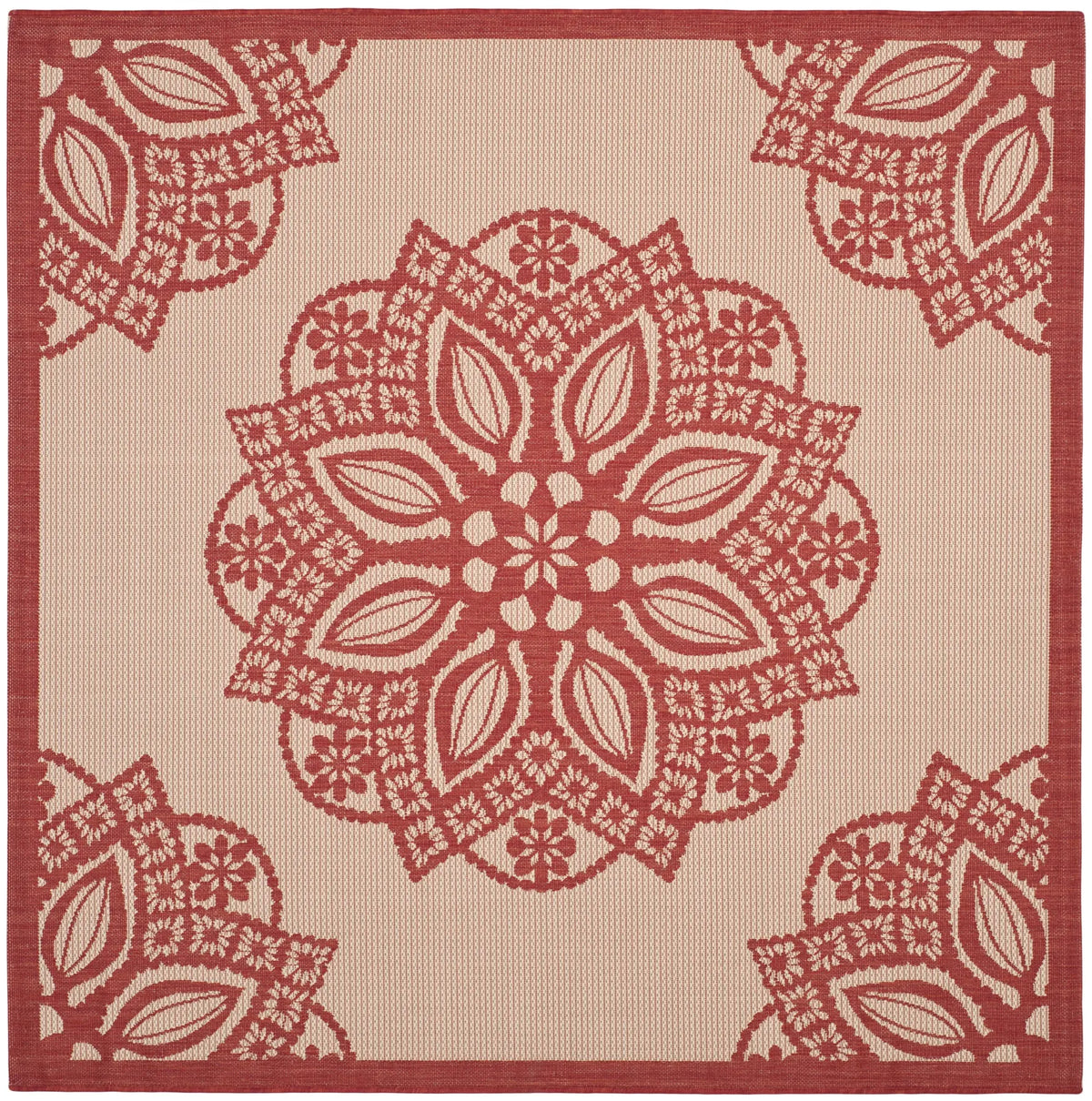 Safavieh Courtyard 6'-7" x 6'-7" Rug in Beige / Red