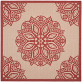 Safavieh Courtyard 6'-7" x 6'-7" Rug in Beige / Red