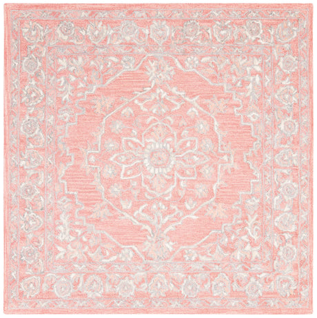 Safavieh Micro-Loop 5'-0" x 5'-0" Rug in Pink / Ivory