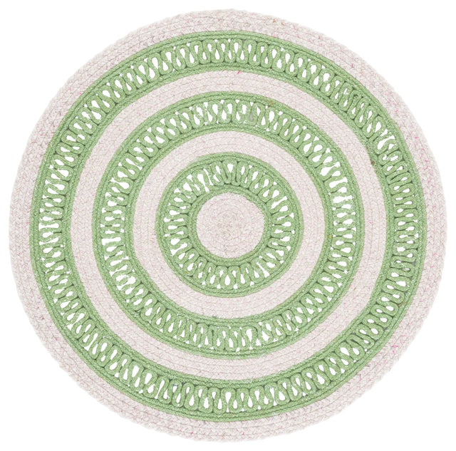 Safavieh Braided 3'-0" x 3'-0" Rug in Green / Pink