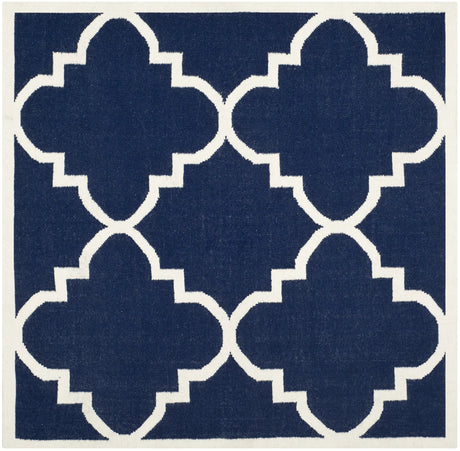 Safavieh Dhurries 6'-0" x 6'-0" Rug in Navy / Ivory