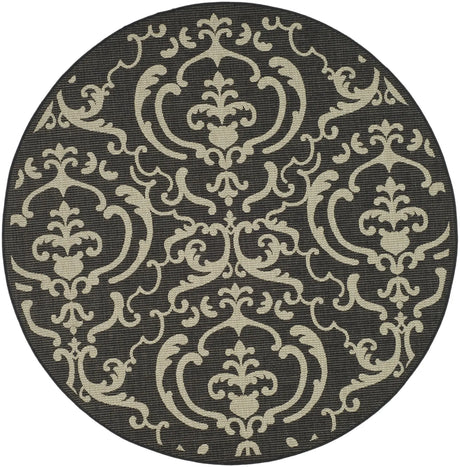 Safavieh Courtyard 6'-7" x 6'-7" Rug in Black / Sand