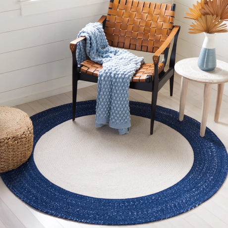 Safavieh Braided 5'-0" x 5'-0" Rug in Ivory / Navy