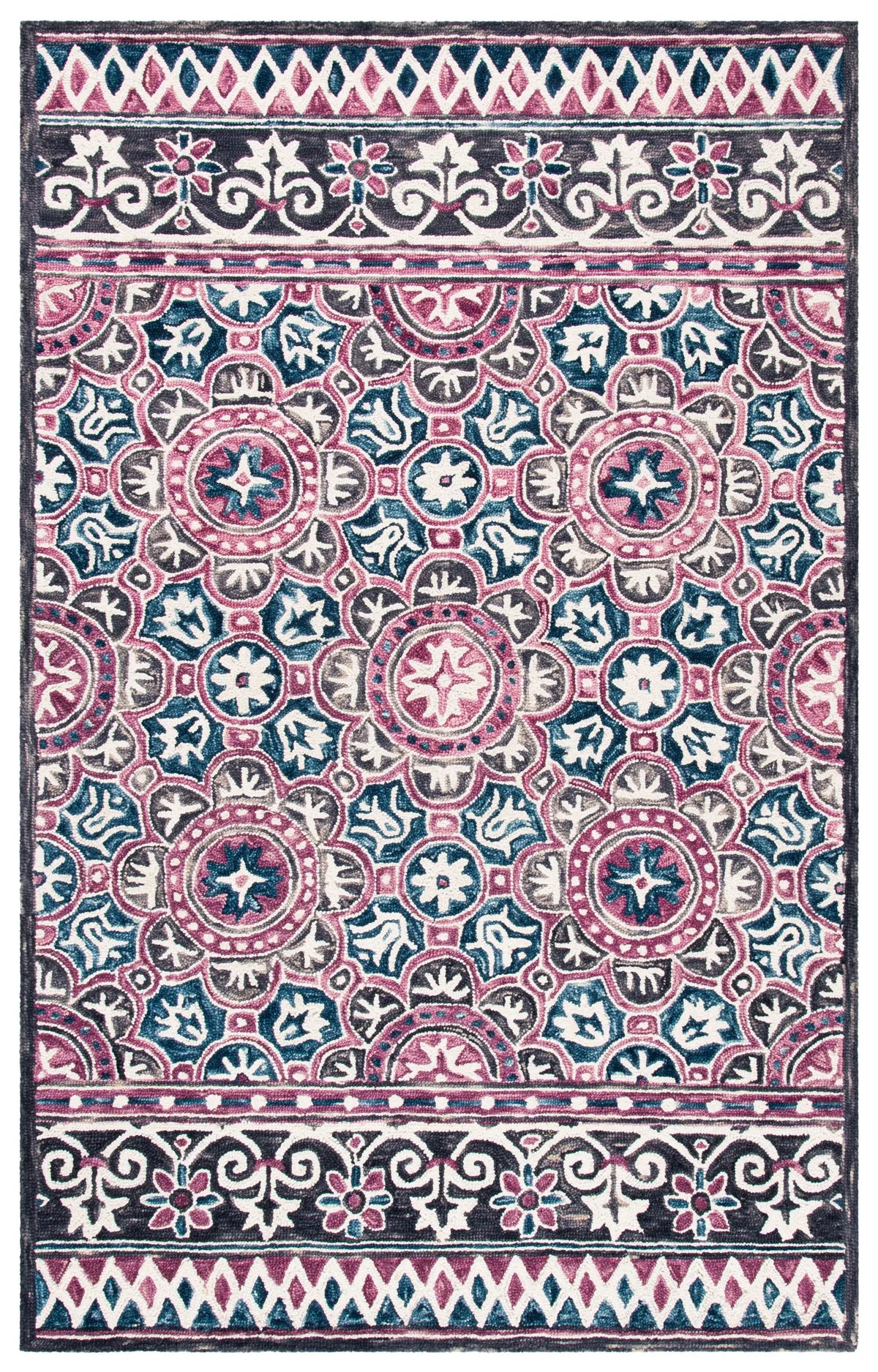 Safavieh Micro-Loop 4'-0" x 6'-0" Rug in Ivory / Pink
