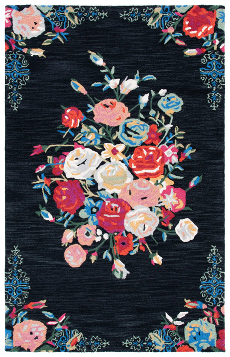 Safavieh Blossom 4'-0" x 6'-0" Rug in Black / Pink