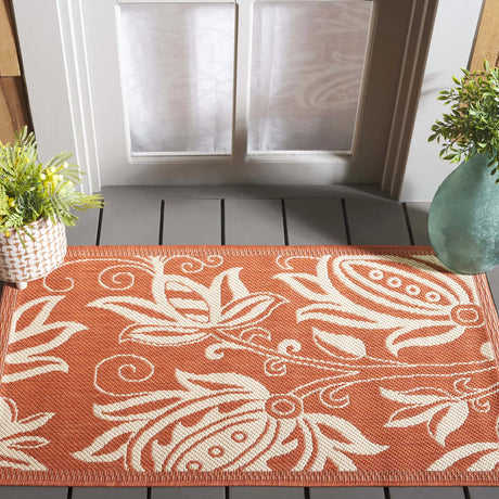 Safavieh Courtyard 2'-0" x 3'-7" Rug in Terracotta / Natural