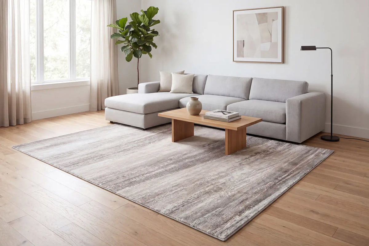 Dynamic Rugs Lazer 12675 Power Loomed Modern Grey/Dark Grey Rug - Room