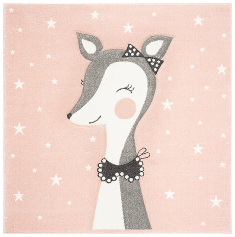 Safavieh Carousel Kids 100 5'-3" x 5'-3" Rug in Pink / Ivory
