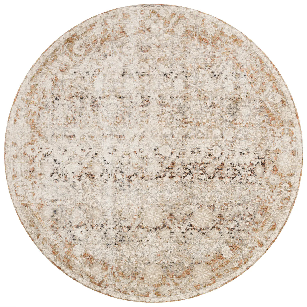 Loloi Theia The-07 Natural/Rust Rug - round flat
