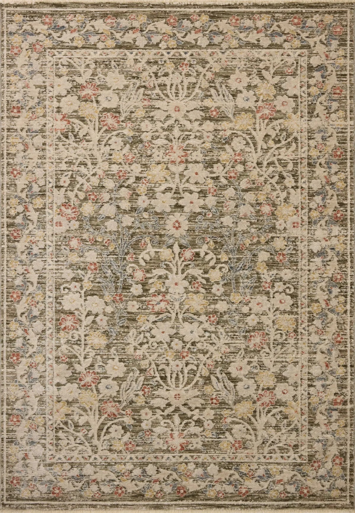 Loloi Clarisse CLS-05 Traditional Power Loomed Olive, Multi Rug - main flat