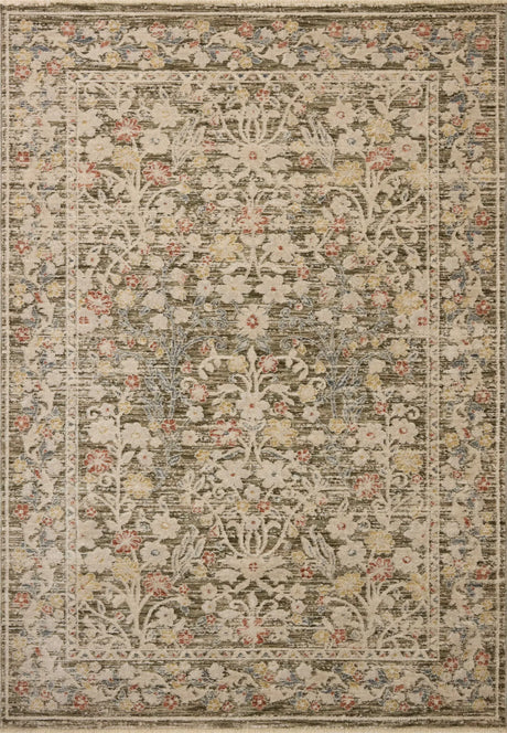 Loloi Clarisse CLS-05 Traditional Power Loomed Olive, Multi Rug - main flat