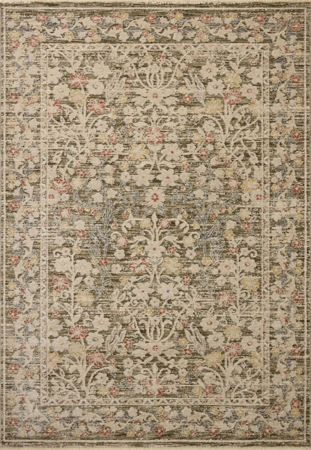Loloi Clarisse CLS-05 Traditional Power Loomed Olive, Multi Rug - main flat
