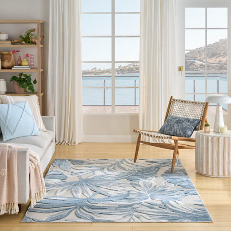Nourison Aloha ALH43 Machine Made Ivory, Blue Rug