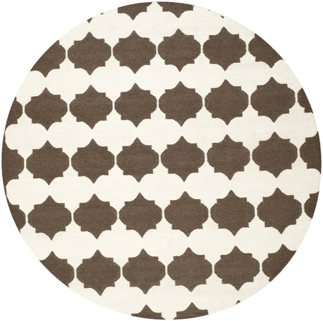 Safavieh Dhurries 7'-0" x 7'-0" Rug in Brown / Ivory