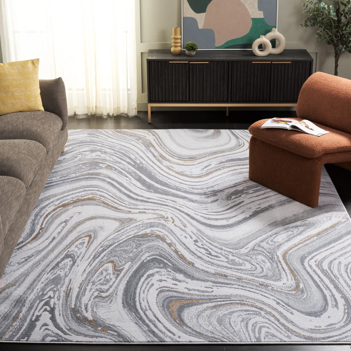 Safavieh Prestige 8'-0" x 10'-0" Rug in Ivory / Grey