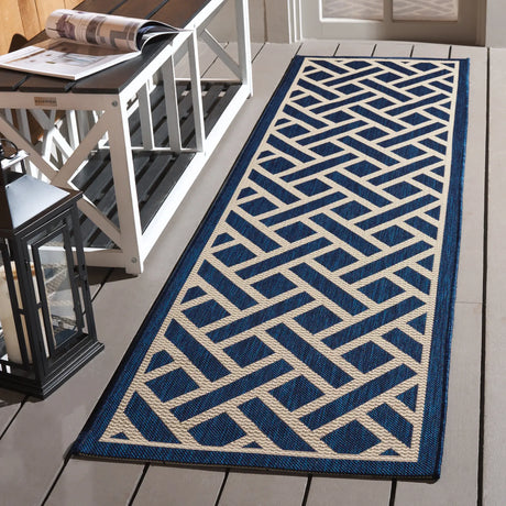 Safavieh Courtyard 2'-3" x 8'-0" Rug in Navy / Light Beige