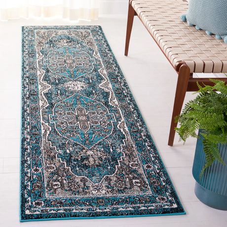 Safavieh Vintage Hamadan 2'-3" x 8'-0" Rug in Blue / Ivory