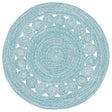 Safavieh Braided 3'-0" x 3'-0" Rug in Turquoise / Ivory