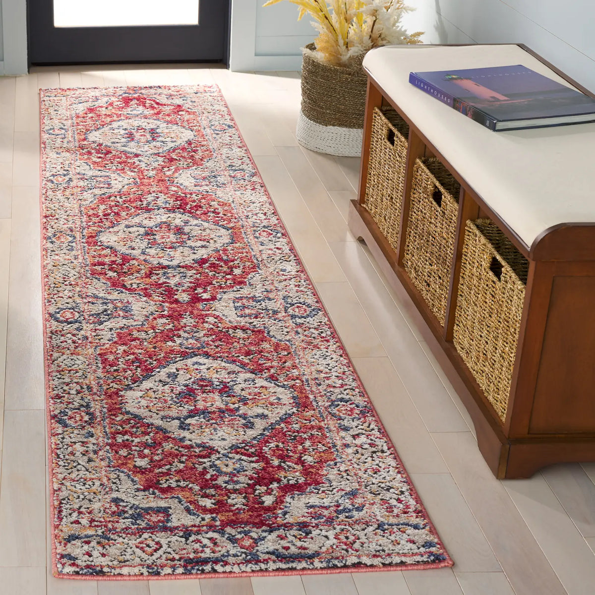Safavieh Luna 2'-2" x 9'-0" Rug in Beige / Rust Blue