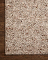 Loloi Raven Rav-01 Oatmeal/Natural Rug - corner on wood