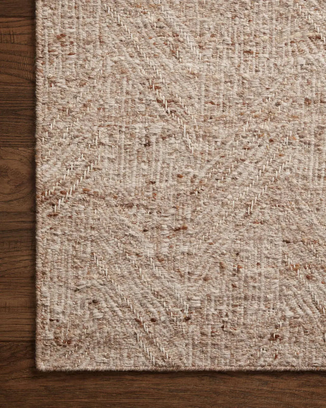 Loloi Raven Rav-01 Oatmeal/Natural Rug - corner on wood