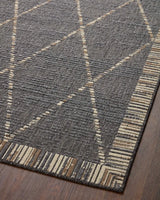 Loloi Rainier Rai-09 Slate/Multi Rug - angled corner on wood
