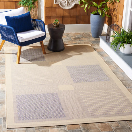 Safavieh Courtyard 4'-0" x 5'-7" Rug in Natural / Blue