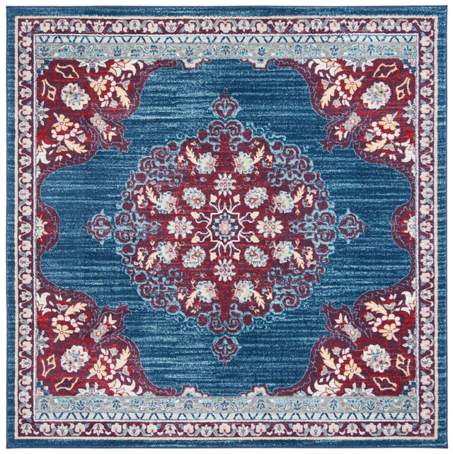 Safavieh Brentwood 6'-7" x 6'-7" Rug in Navy / Burgundy