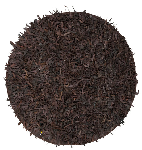 Safavieh Leather Shag 5'-0" x 5'-0" Rug in Dark Brown