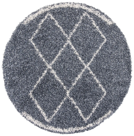 Safavieh Pro Lux Shag 400 6'-7" x 6'-7" Rug in Blue / Creme