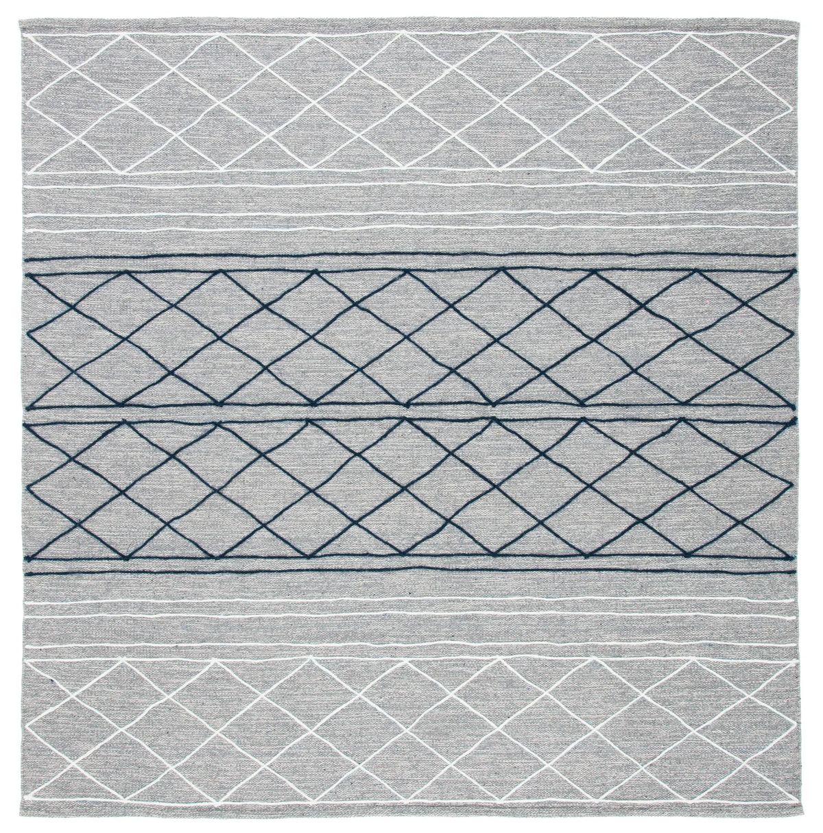 Safavieh Striped Kilim 7'-0" x 7'-0" Rug in Silver / Grey
