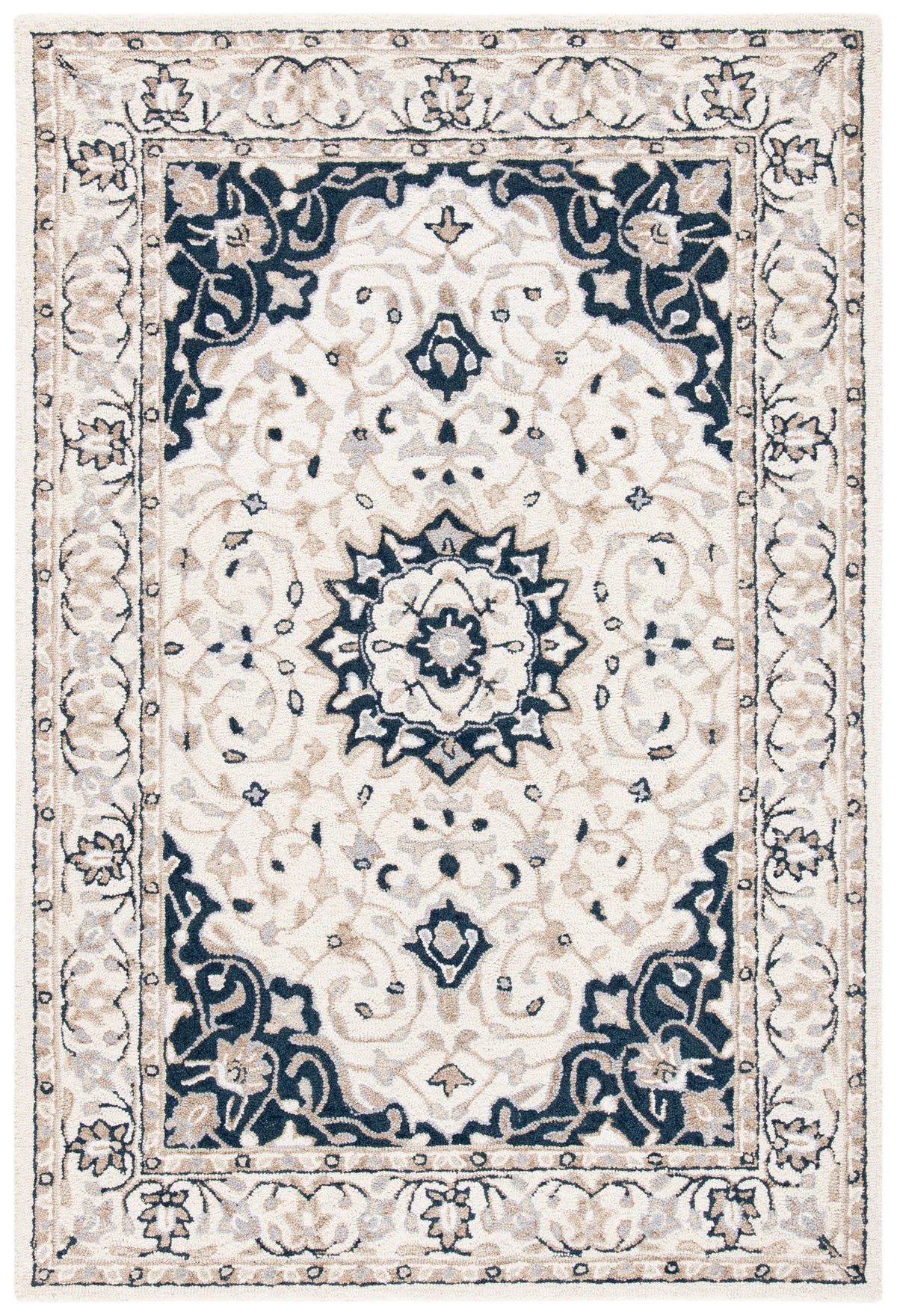 Safavieh Micro-Loop 4'-0" x 6'-0" Rug in Ivory / Navy