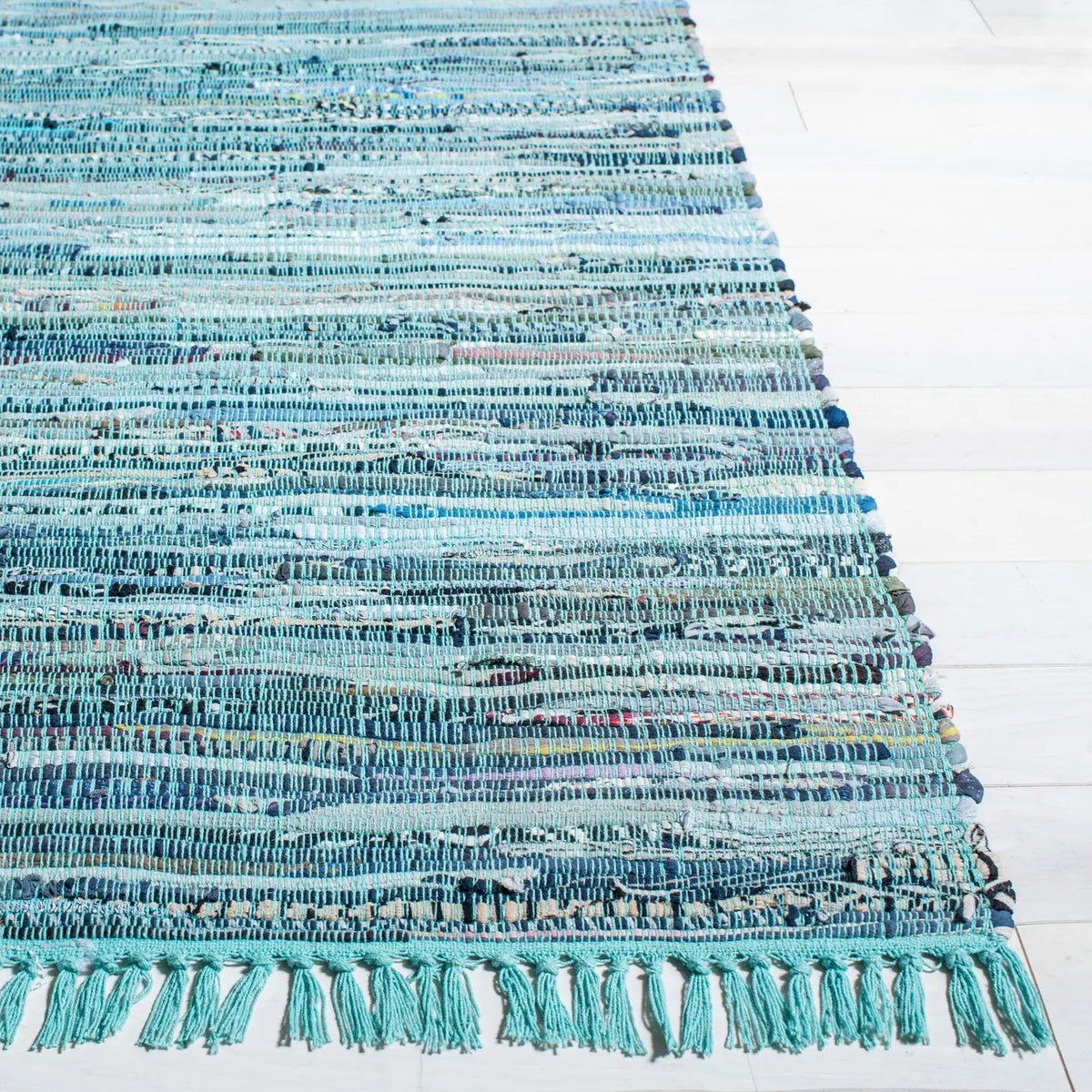 Safavieh Rag Rug 10'-0" x 14'-0" Rug in Turquoise / Multi