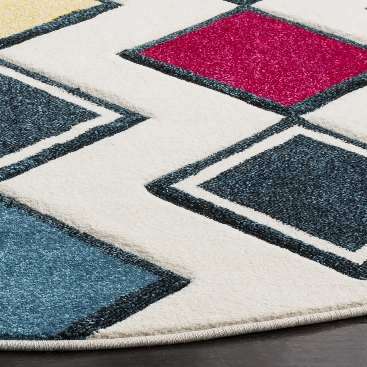 Safavieh Hollywood 6'-7" x 6'-7" Rug in Ivory / Peacock Blue