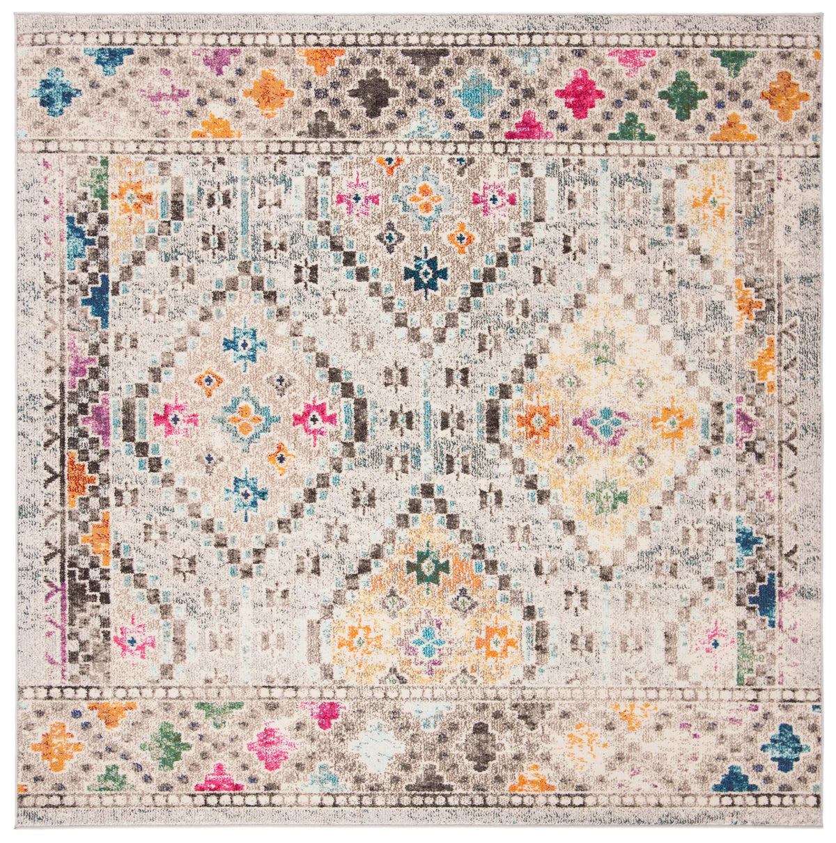 Safavieh Madison 6'-7" x 6'-7" Rug in Grey / Yellow