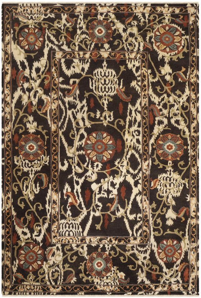 Safavieh Oushak 4'-0" x 6'-0" Rug in Dark Brown / Multi