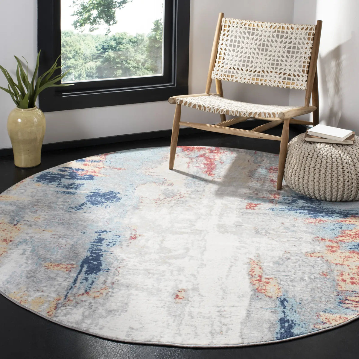 Safavieh Jasper 100 6'-7" x 6'-7" Rug in Grey / Red